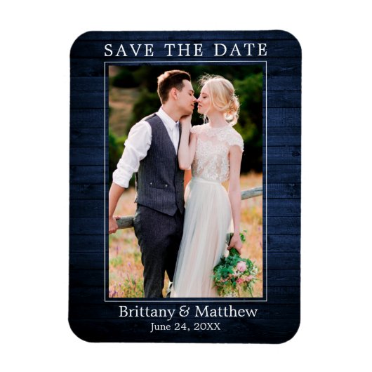 Moderne, minimale blauwhout afdrukken Bespaar de d Magneet (Verticaal)