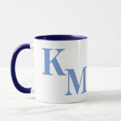 Moderne, minimale Bleke blauwbrief Monogram Mok (Links)