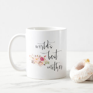 Moderne minimale blush Floral World's beste moeder Koffiemok
