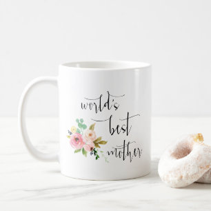 Moderne minimale blush Floral World's beste moeder Koffiemok