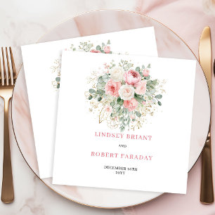 Moderne Minimale Blush Rozen Gouden Trouwservetten Servet