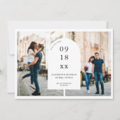 Moderne minimale boog | 3 Foto Opslaan van de datu Save The Date (Voorkant)