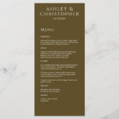 Moderne minimale bronzen bruiloft receptie menu (Voorkant)