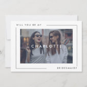 Moderne minimale bruidsmeisje voorstel foto aankondiging (Voorkant)