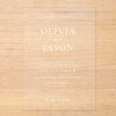 Moderne minimale bruiloft acryl uitnodigingen (Voorkant)