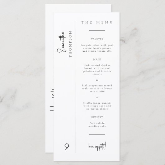 Moderne minimale bruiloft Dank u het menu Plaatska (Voorkant / Achterkant)