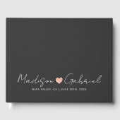 Moderne minimale bruiloft houtskool grijs bruiloft gastenboek (Voorkant)