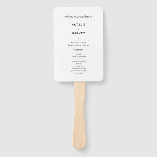 Moderne minimale bruiloft programma fan handwaaier (Voorkant)