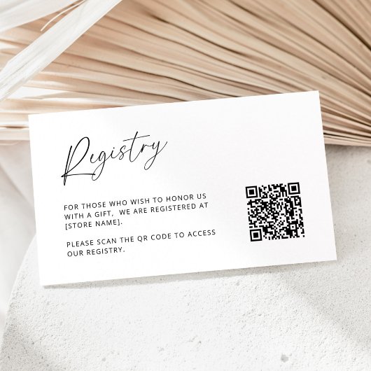 Moderne minimale bruiloft register QR-code Informatiekaartje