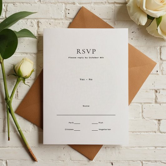 Moderne minimale bruiloft RSVP kaartje