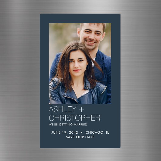 Moderne minimale bruiloft Save-the-Date Fotomagnee