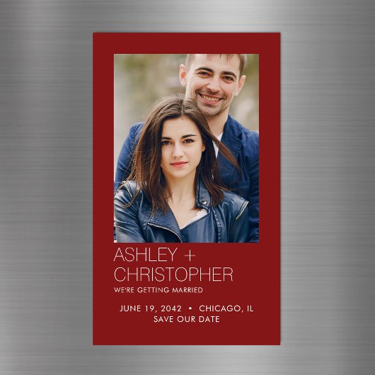 Moderne minimale bruiloft Save-the-Date Fotomagnee