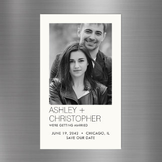 Moderne minimale bruiloft Save-the-Date Fotomagnee