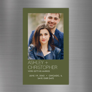 Moderne minimale bruiloft Save-the-Date Fotomagnee