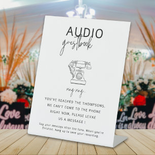 Moderne minimale bruiloft telefoon Audio Gastenboe Reclamebord Met Voetstuk