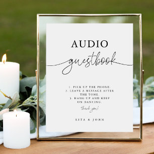 Moderne minimale bruiloft telefoon Audio Gastenboe Reclamebord Met Voetstuk