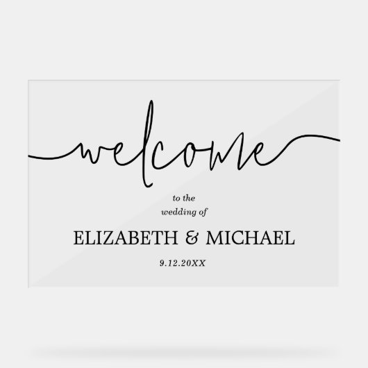 Moderne minimale bruiloft welkom acryl bord (Voorkant)