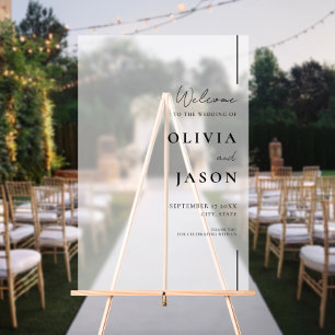 Moderne minimale bruiloft welkom acryl bord