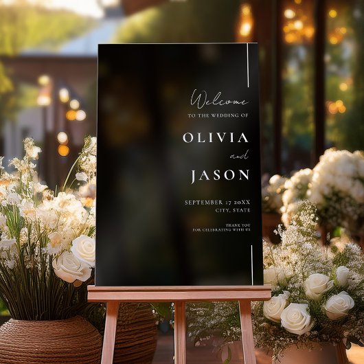 Moderne minimale bruiloft welkom acryl bord