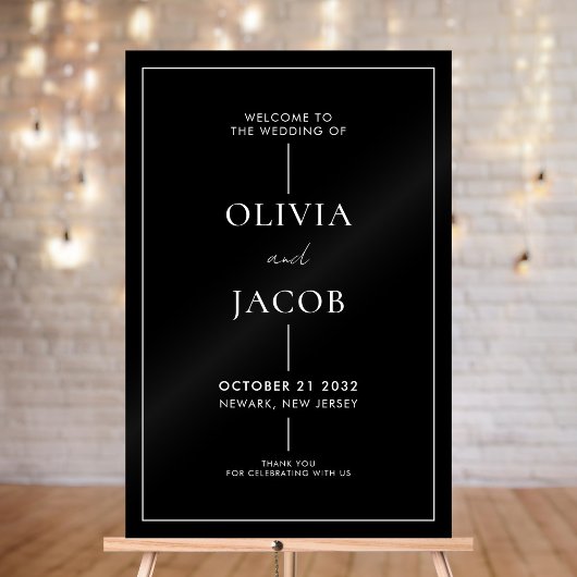 Moderne minimale bruiloft welkom acryl bord
