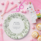 Moderne minimale bruiloftfeest in de olijfsector papieren bordje (Feest)