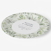 Moderne minimale bruiloftfeest in de olijfsector papieren bordje (Gekanteld)