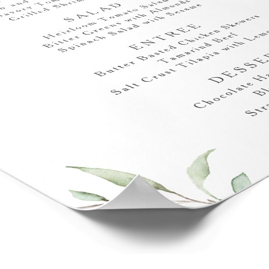 Moderne minimale bruinkoolbruidrustige trouwmenu poster (Hoek)