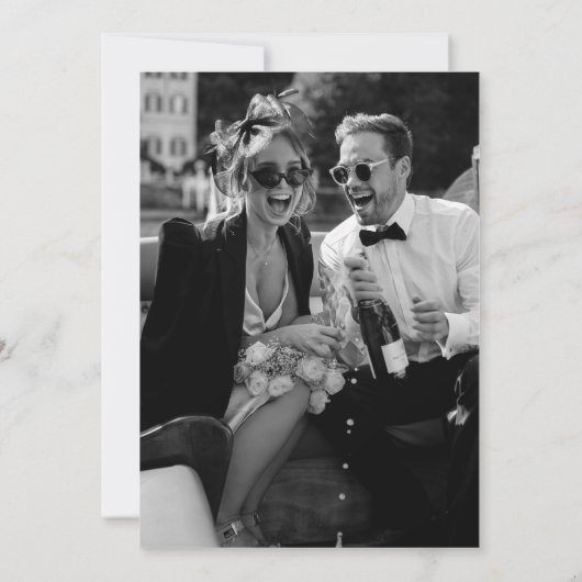 Moderne Minimale Calligrafie Foto Save The Date (Achterkant)