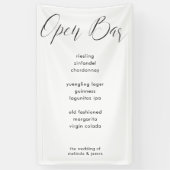Moderne Minimale Calligrafie Stof Bar Menu Bruilof Spandoek (Verticaal)