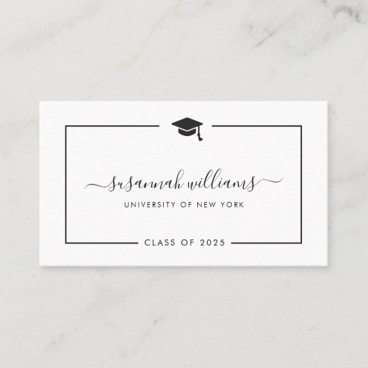 Moderne Minimale Chic Script Afstuderen Calling Ca Visitekaartje (Voorkant)
