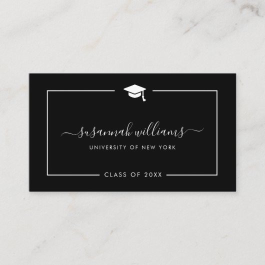 Moderne Minimale Chic Script Afstuderen Calling Ca Visitekaartje (Voorkant)