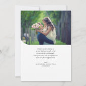 Moderne minimale chique 2 foto bruiloft bedankkaart (Achterkant)