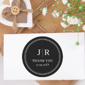 Moderne minimale chique zwart aangepaste bruiloft ronde sticker