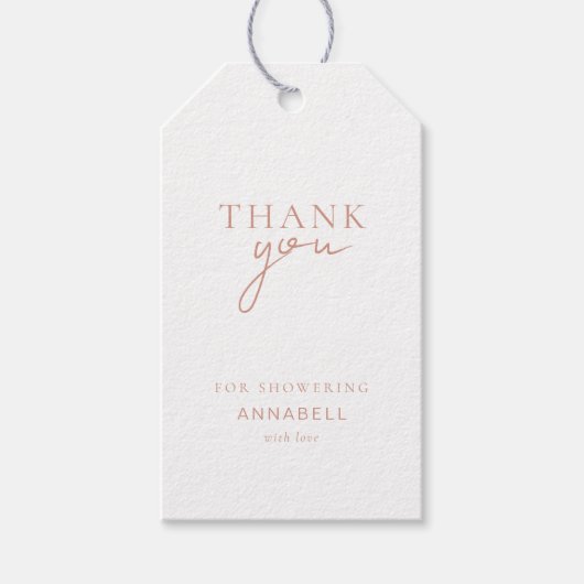 Moderne, minimale "DANK JE WEL" Bruidsdouche Cadeaulabel (Voorkant)