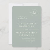 Moderne minimale datum zegel Sage bruiloft uitnodi Save The Date (Voorkant)