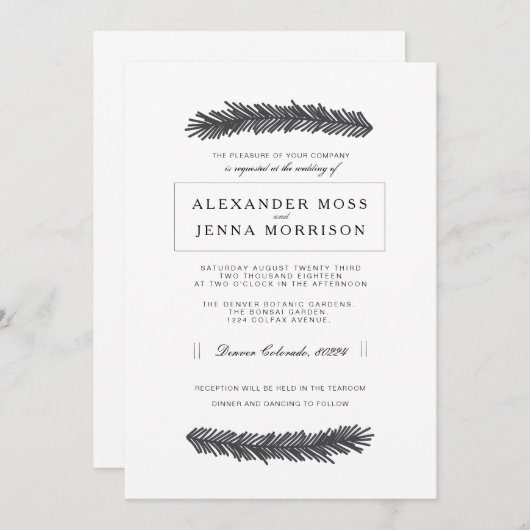 Moderne minimale dennen kaart (Voorkant / Achterkant)