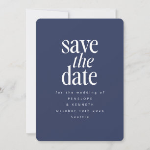 Moderne, minimale donkerblauw, eenvoudige legant save the date