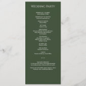 Moderne minimale donkere mos groene bruiloft cerem programma (Achterkant)