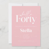 Moderne minimale eenvoudige girly roze 40e verjaar kaart (Achterkant)