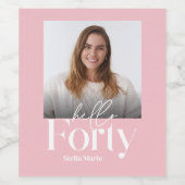 Moderne minimale eenvoudige girly roze 40e verjaar wijn etiket (Enkel label)