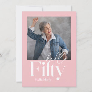 Moderne minimale eenvoudige girly roze 50ste verja kaart
