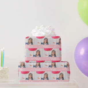 Moderne minimale eenvoudige roze girly 60e verjaar cadeaupapier