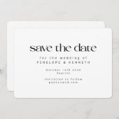 Moderne, minimale, eenvoudige witte bruiloft save the date (Voorkant / Achterkant)