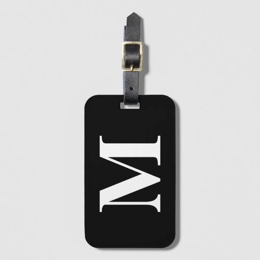 Moderne, minimale Elegant Custom Black Monogram Bagagelabel (Voorkant (verticaal))