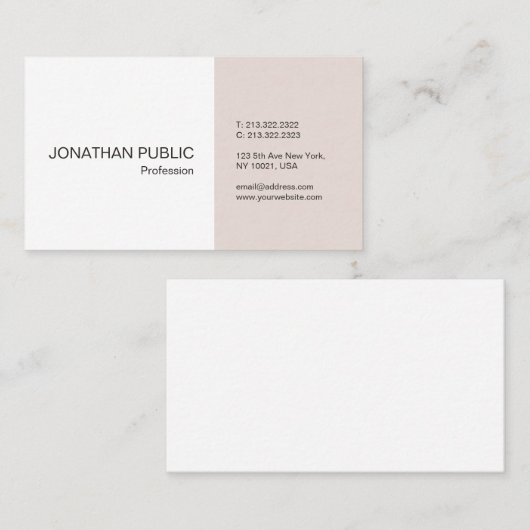 Moderne, minimale elegante Design Trendy Plain Visitekaartje (Voorkant / Achterkant)