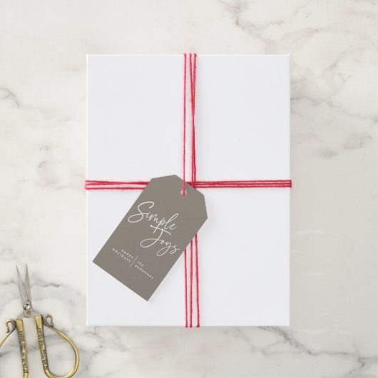 Moderne, minimale elegante scriptvakantiefoto cadeaulabel (Met Touw)