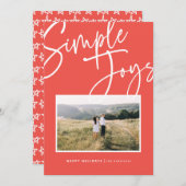 Moderne, minimale elegante scriptvakantiefoto feestdagenkaart (Voorkant / Achterkant)