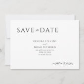 Moderne minimale elegante zwart-witte bruiloft save the date (Voorkant)