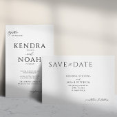 Moderne minimale elegante zwart-witte bruiloft save the date