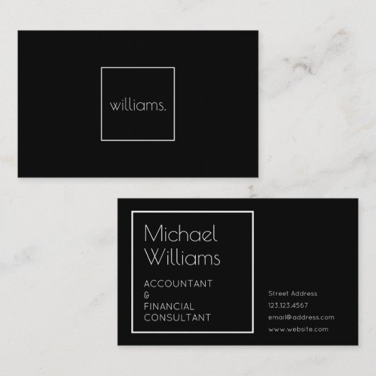 Moderne minimale elegante zwarte elite visitekaartje (Voorkant / Achterkant)